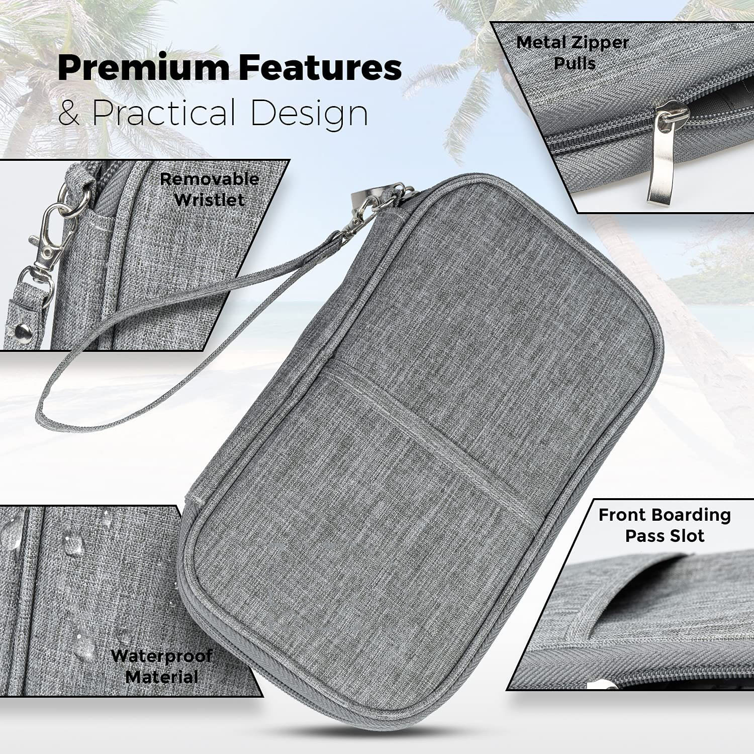 Document Organizer Family Passport Holder Premium Wallet for Women and Men Portable & Foldable Case for Cards Boarding Pass ID